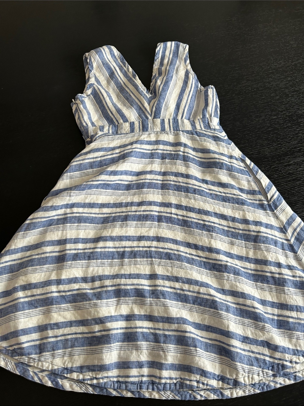 Maeve Blue and Cream Striped Tie-Front Midi Dress - Picture 15 of 16